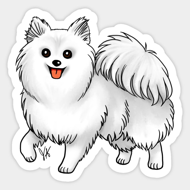 Dog - Pomeranian - White Sticker by Jen's Dogs Custom Gifts and Designs